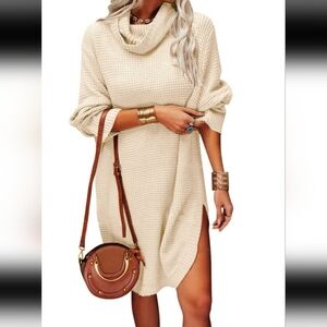 Cozy Cream Knit Sweater Dress